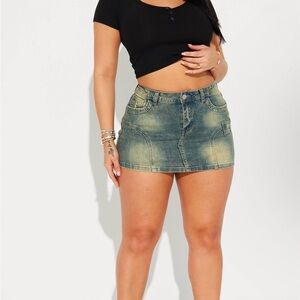 Tinted denim micro mini skirt